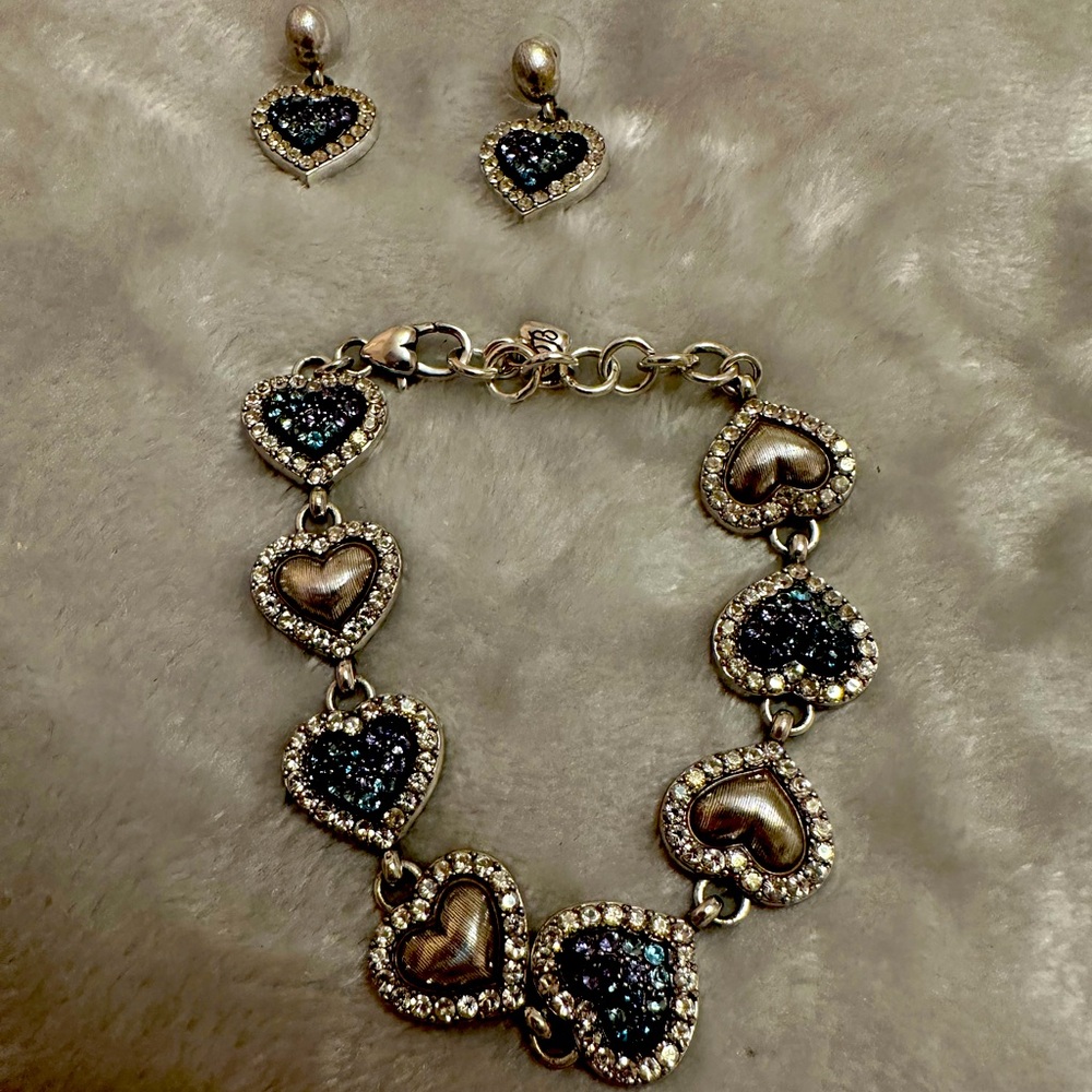 Vintage Brighton bracelet with matching heart earrings
